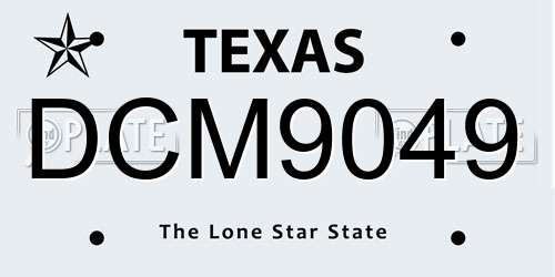 DCM9049 Texas License Plate