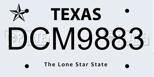 DCM9883 Texas License Plate
