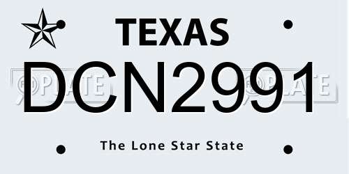 DCN2991 Texas License Plate