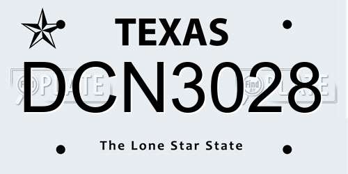 DCN3028 Texas License Plate