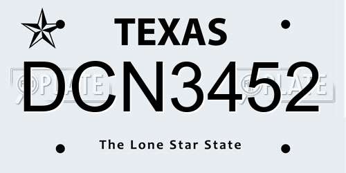 DCN3452 Texas License Plate