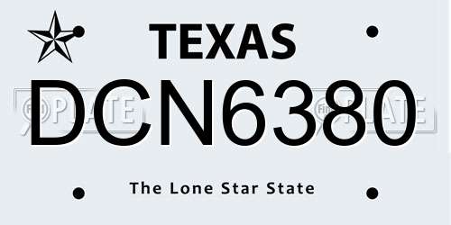 DCN6380 Texas License Plate