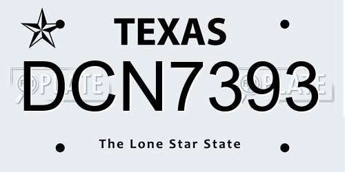DCN7393 Texas License Plate