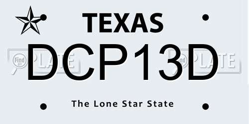 DCP13D Texas License Plate