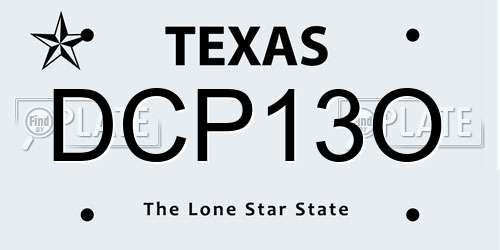 DCP13O Texas License Plate