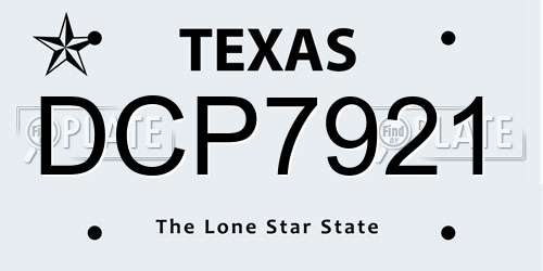DCP7921 Texas License Plate