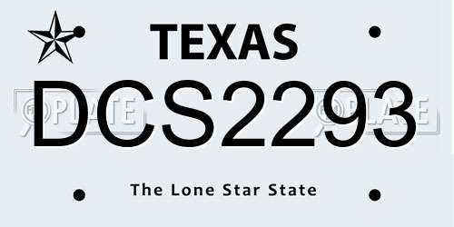 DCS2293 Texas License Plate