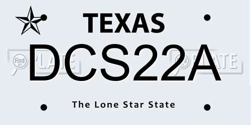 DCS22A Texas License Plate