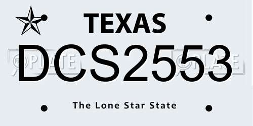 DCS2553 Texas License Plate