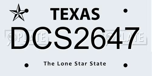 DCS2647 Texas License Plate