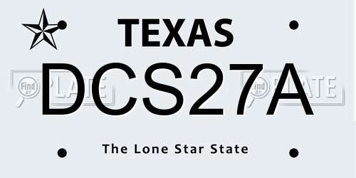 DCS27A Texas License Plate
