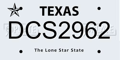 DCS2962 Texas License Plate