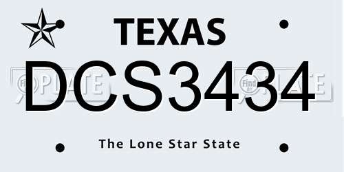 DCS3434 Texas License Plate