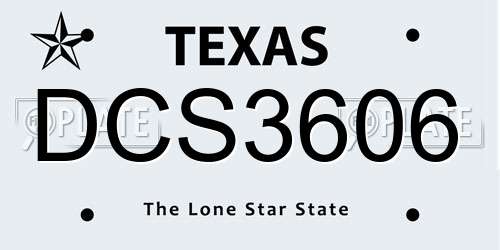 DCS3606 Texas License Plate