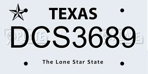 DCS3689 Texas License Plate