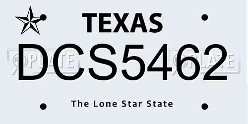DCS5462 Texas License Plate