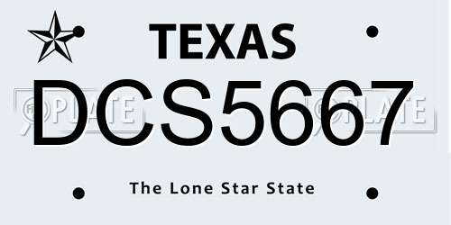 DCS5667 Texas License Plate