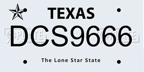 DCS9666 Texas License Plate