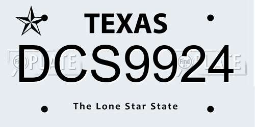 DCS9924 Texas License Plate
