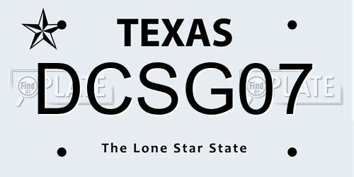 DCSG07 Texas License Plate