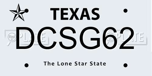 DCSG62 Texas License Plate