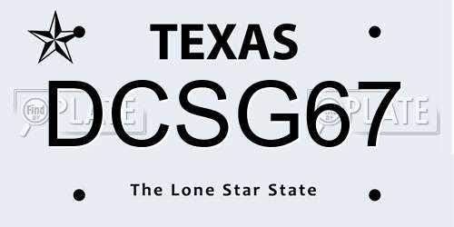 DCSG67 Texas License Plate