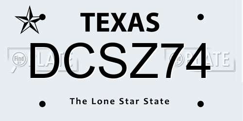 DCSZ74 Texas License Plate