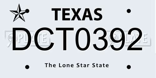DCT0392 Texas License Plate
