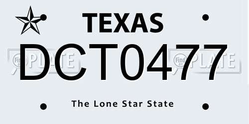DCT0477 Texas License Plate