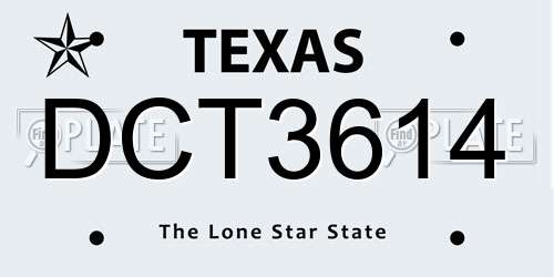 DCT3614 Texas License Plate
