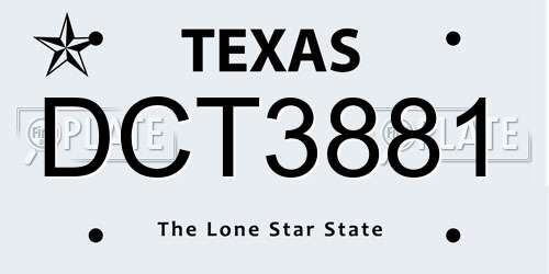 DCT3881 Texas License Plate