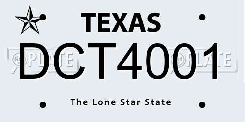 DCT4001 Texas License Plate