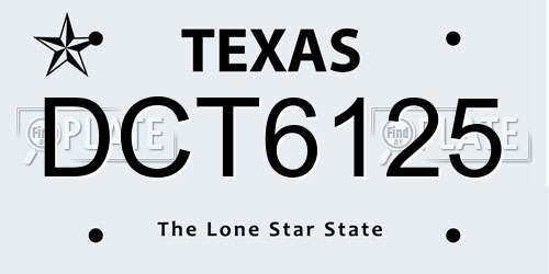 DCT6125 Texas License Plate