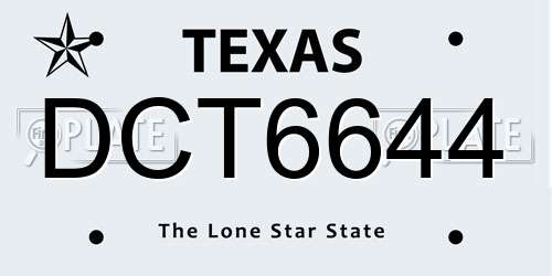 DCT6644 Texas License Plate