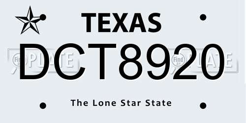 DCT8920 Texas License Plate