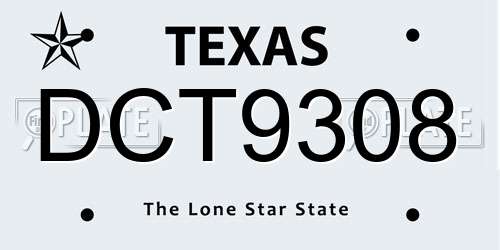 DCT9308 Texas License Plate