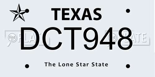 DCT948 Texas License Plate