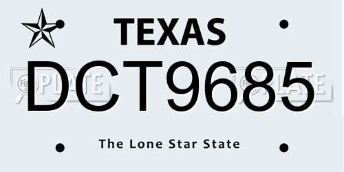 DCT9685 Texas License Plate