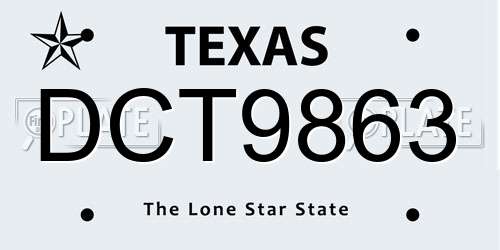 DCT9863 Texas License Plate