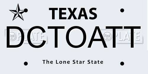 DCTOATT Texas License Plate