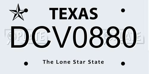 DCV0880 Texas License Plate