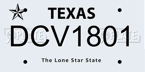 DCV1801 Texas License Plate