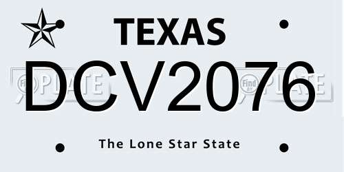 DCV2076 Texas License Plate