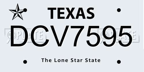DCV7595 Texas License Plate