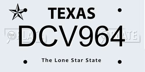 DCV964 Texas License Plate