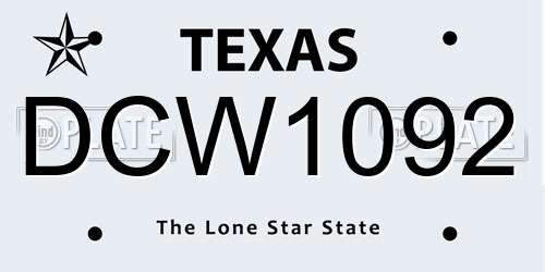 DCW1092 Texas License Plate