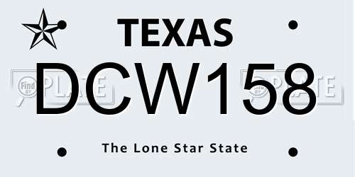 DCW158 Texas License Plate