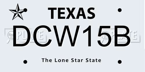 DCW15B Texas License Plate