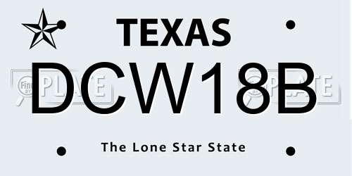 DCW18B Texas License Plate