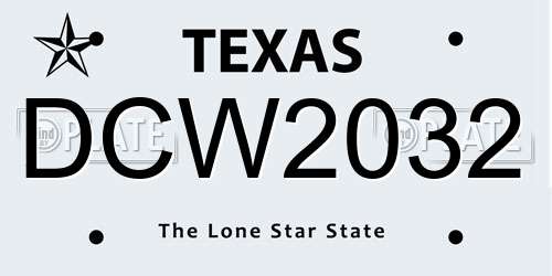 DCW2032 Texas License Plate